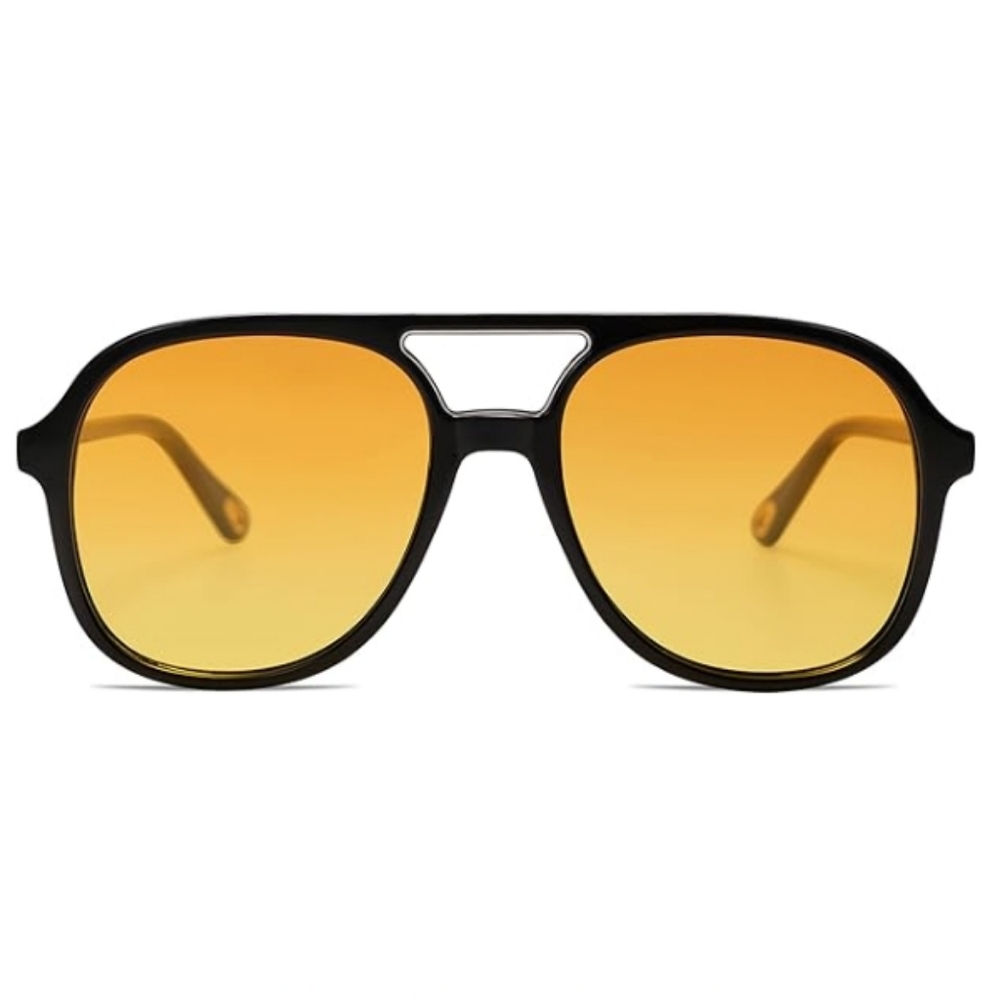 Polarized Aviator Sunglasses Classic 70s Vintage Square SJ2174 Yellow - Picture 2 of 5